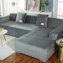 Açık Gri Düz Renk  L Şekli Streç Köşe Kanepe Slipcover Yastık Kılıfı 4seater