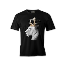 Aslan - Kraliçe Taç Siyah Erkek Tshirt