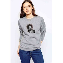 Jimi Hendrix Baskılı Gri Kadın Sweatshirt (528252920)