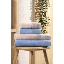 4 Lü Karaca Serisi Banyo Havlu Seti 70 140 Ve 50 90 Cm Banyo Havlusu Mavi Pudra Mavi - Pudra