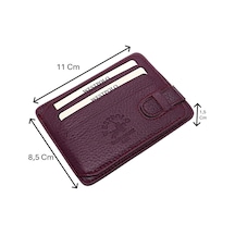 Westpolo Hakiki Deri Kuşaklı Unisex Kartlık - Mor Mor
