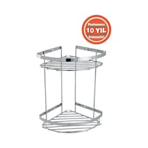Çelik Banyo Birinci Kalite Paslanmaz Çelik Zerrin 2li 19x19 Cm Şampuanlık Köşe Süngerlik Krom