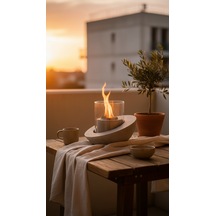 Beton Masaüstü Şömine Duman Sız Dekoratif Biyoetanol Şömine + 1 Lt Yakıt Hediyeli Terra Fire Z.1