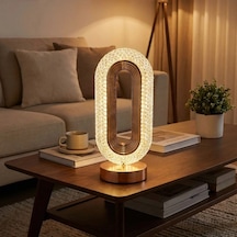 Bay Oval Şeklinde Kristal Led Masa Lambası Dokunmatik, 3 Renk Işık Modlu, Şarjlı Dekoratif Gece Lambası Bx40 Standart