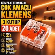 20 Adet Kompakt Tırnaklı Çok Amaçlı Klemens-3 Kutup