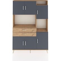 Arges Dolap 9 Raflı 2 Çekmeceli 6 Kapaklı 132x30x195 Çam-antrasit/çam Antrasıt/atlas Çam