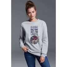 Dark Side Light Baskılı Gri Kadın Sweatshirt