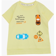 Breeze Erkek Çocuk Tişört Slogan Temalı Araba Baskılı 2-6 Yaş Sarı