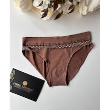 Kadın Dikişsiz Antibakteriyel Sportwear Fileli Slip/bikini Siyah Kahverengi