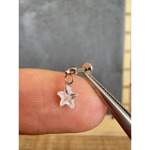 Yüksek Kalite G23 Titanium Sallantı Yıldız Zirkon Titanyum 6x1.2mm Labret Piercing Gümüş