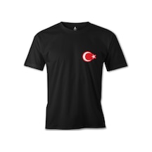 Ay Yıldız - Göğüs Logo Siyah Erkek Tshirt