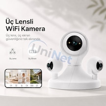 Uninet Üç Kameralı Wifi Iç Mekân Güvenlik Kamerası Üçlü Görüntü, Uzaktan Izleme Ve Gece Görüşü 355 Derece Ptz Kamera