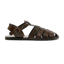 The Sandals Factory Sandalet Erkek M7533 The Sandals Factory Leather Upper Dark Brown Dark Brown