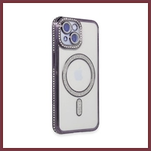 Storeşahin Apple Apple iPhone 13 Uyumlu Kılıf Joke Simli Magneticsafe Kılıf - Derin Mor Shn0720