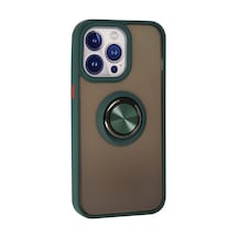 Apple iPhone  Uyumlu  15 Pro Max Kılıf Montreal Yüzüklü Silikon Kapak - Yeşil