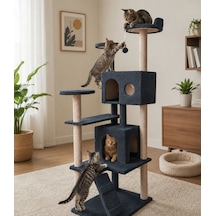 Missidea Nr-0063 Kule Kedi Evi Tırmalama Antrasit