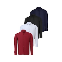 Dörtlü Set G721 Dewberry Erkek Gömlek-siyah-beyaz-lacivert-bordo Siyah-beyaz-lacivert-bordo