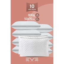 Eve Tekstil 10 Adet Klimax Serisi Kılıflı Fermuarlı Klimali Antialerjik Silikon Elyaf Yastık 50x70cm 900 Gr Beyaz