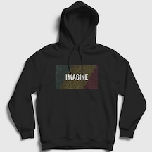 Presmono Unisex Imagine Beatles John Lennon Kapüşonlu Sweatshirt Siyah