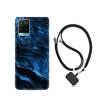 Vivo Y32 Kılıf Boyun Askılı Blue Marble 1379 Siyah