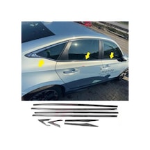 Honda Civic Fe1 2022 Ve Sonrası Uyumlu Paslanmaz Krom Alt Cam Çıtası 8 Parça