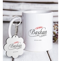 Kişiye Özel Mesleki Başkan Beyaz Kupa Ve Anahtarlık Seti-1
