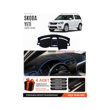 Skoda Yeti 2012-2018 Uyumlu Torpido Koruma, Torpido Örtüsü, Torpido Kılıfı - Siyah-mavi - Sk013