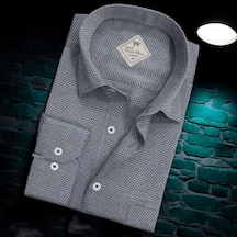 Linen Keten Klasik Uzun Kollu Füme Erkek Gömlek Regular Kalıp -10100 Füme