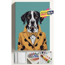 Sayılarla Boyama Seti Numaralı Tuval Fırça Boya Dahil Kasnaklı Set 50x70 Cm - Köpek 01