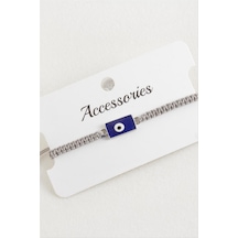 Ilkeshop Dikdörtgen Nazar Makrome Örgülü Bileklik - Gri 05019142