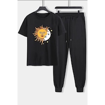 Uyguntarz Unisex Larks' Tongues In Aspic Baskılı 2'li Eşofman Takımı Siyah