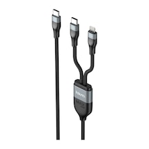 Duo Power 100w Çift Uçlu, Type-c To Lightning + Type-c Şarj Kablosu, Örgü Tasarım, 1.2 Metre, S Standart
