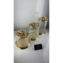 Çay Kahve Şekerlik Kavanoz Sunumluk Söz Nişan Kız İsteme Çikolatalık Dekoratif Obje Biblo Süs Eşya Çatlak Görünüm Gold