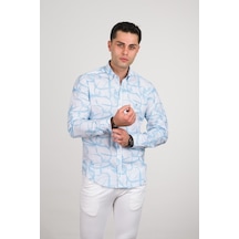 Ecer Regular Fit Desenli Pamuklu Uzun Kol Erkek Gömlek