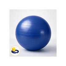 Evapera Yeni Nesil Pilates Topu + Pompa Profesyonel Dayanıklı Fitness Yoga Denge Egzersiz Plates Topu 75 Cm Mavi