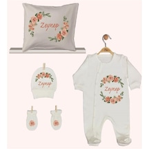 Pia Baby Gl 1946-04 İsme Özel Yastık Tulum Set Krem