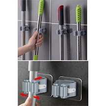 4 Lü Kelebek Yapışkanlı Mop Fırça Çekpas Sap Tutucu Organizer Banyo Düzenleyici Çok Renkli Diğer