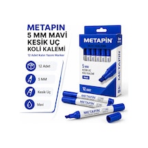 Metapin 5 Mm Mavi Kesik Uç Koli Kalemi 12 Adet Kalın Uçlu Marker Koli Markörü Ambalaj İşaretleme