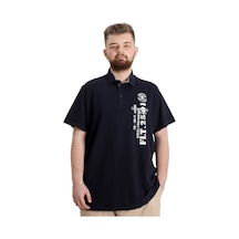 Mode Xl Büyük Beden Erkek T-Shirt Polo Parçalı Flt 23329 Lacivert 001