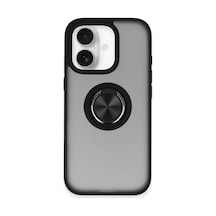 Newface Apple İphone 16 Kılıf Montreal Yüzüklü Silikon Kapak - Siyah