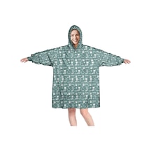 Noel Temalı Unisex Giyilebilir Battaniye Hoodie, Kalın Peluş, Kollar Ve Büyük Cep-a194 Bej