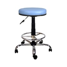 Bürocci Metal Ayaklı Yüksek Tabure-Mavi Deri - 2999T0119