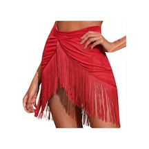 Quella Atelier Püsküllü Pareo Sarong Kırmızı Kırmızı