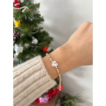 Kadın Xuping Rose Gold Su Yolu Kalp Zirkon Vip Çelik Bileklik Altın