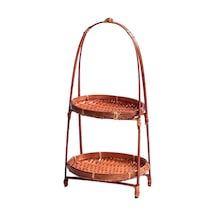 Suntek Magideal Bambu Dokuma Meyve Sepeti Dekor Depolama 2-kat-38cmx22cm