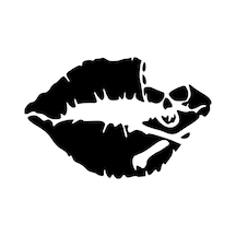 Dudak Içinde Kuru Kafa Oto Motor Laptop Duvar Folyo Sticker 10 X 6 Cm