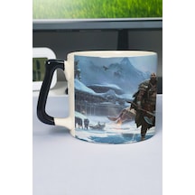 God Of War Baskılı Seramik Lüks Kupa 1 Adet Özel Siyah Kulp Dalga Kulp V1d Çok Renkli