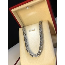 4.5mm Kral Erkek Çelik Beyaz Kolye Işıklı Kutuda Sevgiliye Eşe Babaya Kolye Beyaz