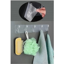 5 Li Kendinden Yapışkanlı Şeffaf Askılık Güçlü Mutfak Ve Banyo Duvar Askısı