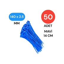 Tek-iş Plastik Kablo Bağı Klipsi Cırt Kelepçe 140 Mm X 2.5 Mm Mavi 50 Adet